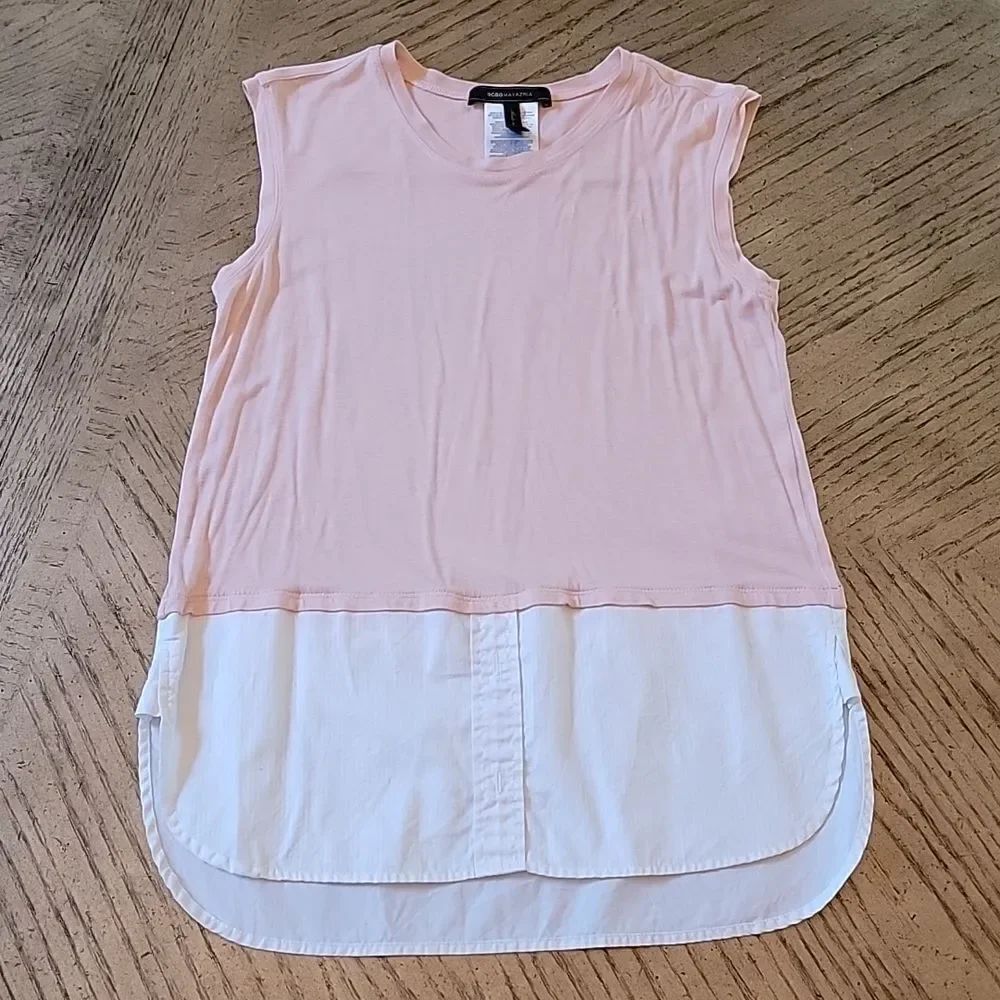 BCBGMAXAZRIA pink and white sleeveless top XXS fit a size S too